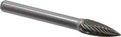 Atrax - 5/16" Cut Diam, 1/4" Shank Diam, Tree Head Single Cut Burr - Carbide, Point End, 3/4" LOC, 2-1/2" OAL - Benchmark Tooling