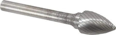 Atrax - 1/2" Cut Diam, 1/4" Shank Diam, Tree Head Single Cut Burr - Carbide, Point End, 3/4" LOC, 2-1/2" OAL - Benchmark Tooling