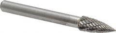 Atrax - 5/16" Cut Diam, 1/4" Shank Diam, Tree Head Double Cut Burr - Carbide, Point End, 3/4" LOC, 2-1/2" OAL - Benchmark Tooling