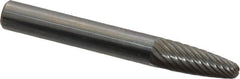 Atrax - 1/4" Cut Diam, 1/4" Shank Diam, Tree with Radius Head Single Cut Burr - Carbide, Radius End, 5/8" LOC, 2" OAL - Benchmark Tooling