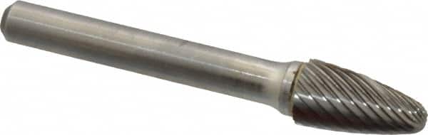 Atrax - 3/8" Cut Diam, 1/4" Shank Diam, Tree with Radius Head Single Cut Burr - Carbide, Radius End, 3/4" LOC, 2-1/2" OAL - Benchmark Tooling