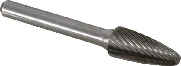 Atrax - 7/16" Cut Diam, 1/4" Shank Diam, Tree with Radius Head Single Cut Burr - Carbide, Radius End, 1" LOC, 2-3/4" OAL - Benchmark Tooling
