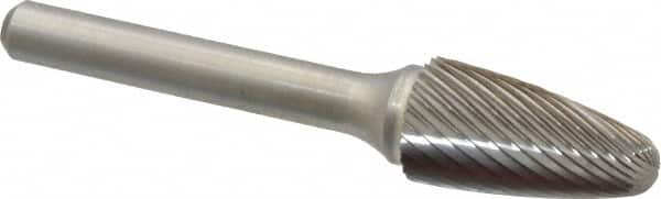 Atrax - 1/2" Cut Diam, 1/4" Shank Diam, Tree with Radius Head Single Cut Burr - Carbide, Radius End, 1" LOC, 2-3/4" OAL - Benchmark Tooling
