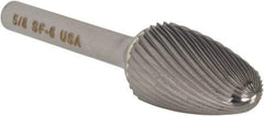 Atrax - 5/8" Cut Diam, 1/4" Shank Diam, Tree with Radius Head Single Cut Burr - Carbide, Radius End, 1" LOC, 2-3/4" OAL - Benchmark Tooling