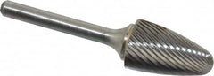 Atrax - 3/4" Cut Diam, 1/4" Shank Diam, Tree with Radius Head Single Cut Burr - Carbide, Radius End, 1-1/4" LOC, 3" OAL - Benchmark Tooling