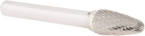 Atrax - 3/8" Cut Diam, 1/4" Shank Diam, Tree with Radius Head Double Cut Burr - Carbide, Radius End, 3/4" LOC, 2-1/2" OAL - Benchmark Tooling