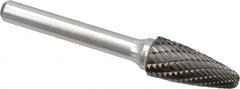 Atrax - 7/16" Cut Diam, 1/4" Shank Diam, Tree with Radius Head Double Cut Burr - Carbide, Radius End, 1" LOC, 2-3/4" OAL - Benchmark Tooling