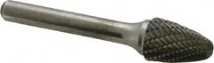 Atrax - 1/2" Cut Diam, 1/4" Shank Diam, Tree with Radius Head Double Cut Burr - Carbide, Radius End, 3/4" LOC, 2-1/2" OAL - Benchmark Tooling