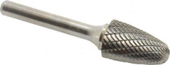 Atrax - 5/8" Cut Diam, 1/4" Shank Diam, Tree with Radius Head Double Cut Burr - Carbide, Radius End, 1" LOC, 2-3/4" OAL - Benchmark Tooling