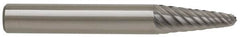SGS Pro - 3/8" Cut Diam, 1/4" Shank Diam, Taper Head Single Cut Burr - Carbide, Radius End, 1-1/16" LOC - Benchmark Tooling