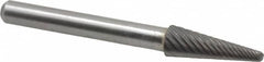 Atrax - 5/16" Cut Diam, 1/4" Shank Diam, Taper Head Single Cut Burr - Radius End, 7/8" LOC, 2-3/4" OAL - Benchmark Tooling