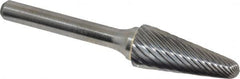 Atrax - 1/2" Cut Diam, 1/4" Shank Diam, Taper Head Single Cut Burr - Radius End, 1-1/8" LOC, 3" OAL - Benchmark Tooling