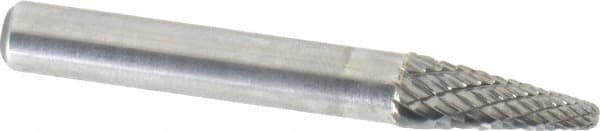 Atrax - 1/4" Cut Diam, 1/4" Shank Diam, Taper Head Double Cut Burr - Radius End, 5/8" LOC, 2" OAL - Benchmark Tooling
