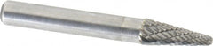 Atrax - 1/4" Cut Diam, 1/4" Shank Diam, Taper Head Double Cut Burr - Radius End, 5/8" LOC, 2" OAL - Benchmark Tooling