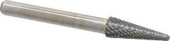 Atrax - 5/16" Cut Diam, 1/4" Shank Diam, Taper Head Double Cut Burr - Radius End, 7/8" LOC, 2-3/4" OAL - Benchmark Tooling