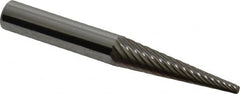 Atrax - 1/4" Cut Diam, 1/4" Shank Diam, Cone Head Single Cut Burr - Carbide, Point End, 1" LOC, 2" OAL - Benchmark Tooling