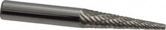 Atrax - 1/4" Cut Diam, 1/4" Shank Diam, Cone Head Double Cut Burr - Carbide, Point End, 1" LOC, 2" OAL - Benchmark Tooling