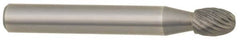 M.A. Ford - 5/8" Cut Diam, 1/4" Shank Diam, Oval Head Single Cut Burr - Carbide, Radius End, 1" LOC, 3" OAL - Benchmark Tooling