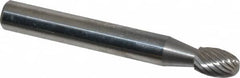 Atrax - 1/4" Cut Diam, 1/4" Shank Diam, Oval Head Single Cut Burr - Carbide, Radius End, 3/8" LOC, 2" OAL - Benchmark Tooling