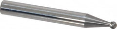 Atrax - 1/8" Cut Diam, 1/4" Shank Diam, Ball Head Single Cut Burr - Carbide, Radius End, 3/32" LOC, 2" OAL - Benchmark Tooling