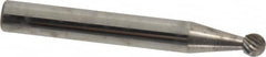 Atrax - 3/16" Cut Diam, 1/4" Shank Diam, Ball Head Single Cut Burr - Carbide, Radius End, 1/8" LOC, 2" OAL - Benchmark Tooling