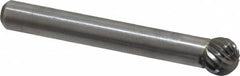 Atrax - 5/16" Cut Diam, 1/4" Shank Diam, Ball Head Single Cut Burr - Carbide, Radius End, 1/4" LOC, 2-1/32" OAL - Benchmark Tooling