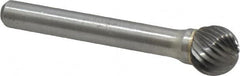 Atrax - 7/16" Cut Diam, 1/4" Shank Diam, Ball Head Single Cut Burr - Carbide, Radius End, 3/8" LOC, 2-3/16" OAL - Benchmark Tooling