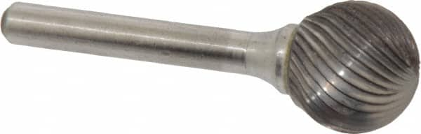 Atrax - 3/4" Cut Diam, 1/4" Shank Diam, Ball Head Single Cut Burr - Carbide, Radius End, 11/16" LOC, 2-1/2" OAL - Benchmark Tooling