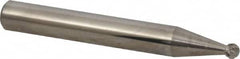 Atrax - 1/8" Cut Diam, 1/4" Shank Diam, Ball Head Double Cut Burr - Carbide, Radius End, 3/32" LOC, 2" OAL - Benchmark Tooling