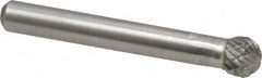 Atrax - 5/16" Cut Diam, 1/4" Shank Diam, Ball Head Double Cut Burr - Carbide, Radius End, 1/4" LOC, 2-1/32" OAL - Benchmark Tooling