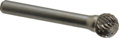 Atrax - 7/16" Cut Diam, 1/4" Shank Diam, Ball Head Double Cut Burr - Carbide, Radius End, 3/8" LOC, 2-3/16" OAL - Benchmark Tooling