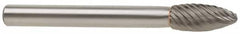 SGS Pro - 5/8" Cut Diam, 1/4" Shank Diam, Flame Head Single Cut Burr - Carbide, Radius End, 1-7/16" LOC - Benchmark Tooling