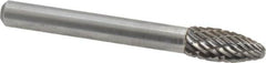 Atrax - 5/16" Cut Diam, 1/4" Shank Diam, Flame Head Double Cut Burr - Carbide, Radius End, 3/4" LOC, 2-1/2" OAL - Benchmark Tooling