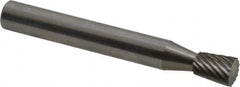 Atrax - 1/4" Cut Diam, 1/4" Shank Diam, Inverted Cone Head Single Cut Burr - Carbide, Flat End, 5/16" LOC, 2" OAL - Benchmark Tooling