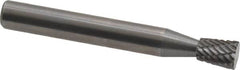 Atrax - 1/4" Cut Diam, 1/4" Shank Diam, Inverted Cone Head Double Cut Burr - Carbide, Flat End, 5/16" LOC, 2" OAL - Benchmark Tooling