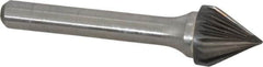 Atrax - 1/2" Cut Diam, 1/4" Shank Diam, Taper Head Single Cut Burr - Carbide, Radius End, 7/16" LOC, 2-3/16" OAL - Benchmark Tooling