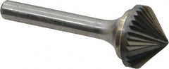 Atrax - 3/4" Cut Diam, 1/4" Shank Diam, Cone Head Single Cut Burr - Carbide, Point End, 3/8" LOC, 2-1/8" OAL - Benchmark Tooling