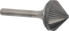 Atrax - 1" Cut Diam, 1/4" Shank Diam, Cone Head Single Cut Burr - Carbide, Point End, 1/2" LOC, 2-1/4" OAL - Benchmark Tooling