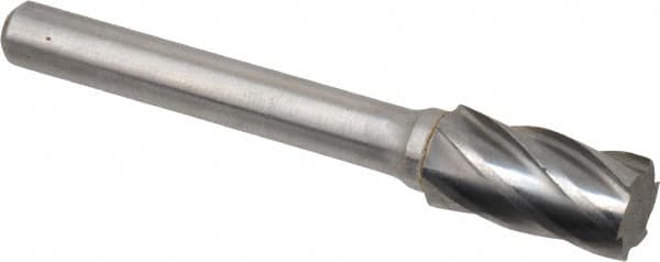 Atrax - 3/8" Cut Diam, 1/4" Shank Diam, Cylinder Head Fluted Cut Burr - Flat End, 3/4" LOC, 2-1/2" OAL - Benchmark Tooling