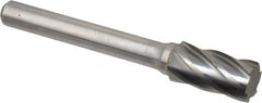 Atrax - 3/8" Cut Diam, 1/4" Shank Diam, Cylinder Head Fluted Cut Burr - Flat End, 3/4" LOC, 2-1/2" OAL - Benchmark Tooling