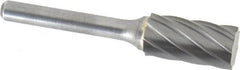 Atrax - 1/2" Cut Diam, 1/4" Shank Diam, Cylinder Head Fluted Cut Burr - Flat End, 1" LOC, 2-3/4" OAL - Benchmark Tooling