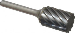 Atrax - 3/4" Cut Diam, 1/4" Shank Diam, Cylinder Head Fluted Cut Burr - Flat End, 1" LOC, 2-3/4" OAL - Benchmark Tooling