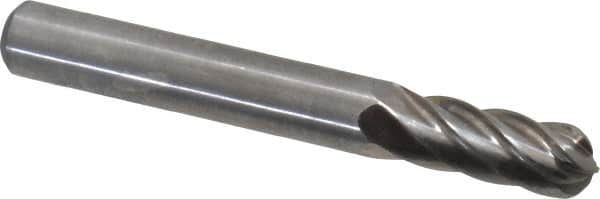Atrax - 1/4" Cut Diam, 1/4" Shank Diam, Cylinder with Radius Head Fluted Cut Burr - Radius End, 5/8" LOC, 2" OAL - Benchmark Tooling