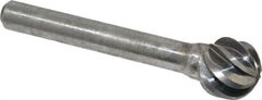 Atrax - 1/2" Cut Diam, 1/4" Shank Diam, Ball Head Fluted Cut Burr - Radius End, 1/4" LOC, 2-13/64" OAL - Benchmark Tooling
