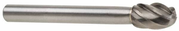 SGS Pro - 3/4" Cut Diam, 3/8" Shank Diam, Oval Head Single Cut Burr - Carbide, Radius End, 1" LOC, 3" OAL - Benchmark Tooling