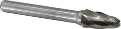 Atrax - 3/8" Cut Diam, 1/4" Shank Diam, Tree with Radius Head Fluted Cut Burr - Radius End, 3/4" LOC, 2-1/2" OAL - Benchmark Tooling