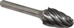 Atrax - 5/8" Cut Diam, 1/4" Shank Diam, Tree with Radius Head Fluted Cut Burr - Radius End, 1" LOC, 2-3/4" OAL - Benchmark Tooling