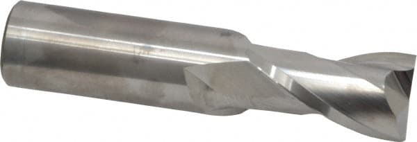 Atrax - 7/8", 1-1/2" LOC, 7/8" Shank Diam, 4" OAL, 2 Flute, Solid Carbide Square End Mill - Single End, Uncoated, Spiral Flute, 30° Helix, Centercutting, Right Hand Cut, Right Hand Flute - Benchmark Tooling