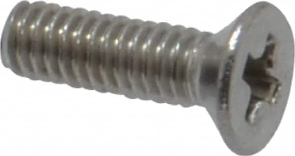 Value Collection - M2.5x0.45 Metric Coarse, 8mm OAL Phillips Drive Machine Screw - Flat Head, Grade 18-8 & A2 Stainless Steel, Uncoated, Without Washer - Benchmark Tooling