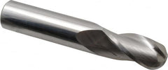 Atrax - 5/8" Diam, 1-1/4" LOC, 3 Flute Solid Carbide Ball End Mill - Uncoated, Single End, 3-1/2" OAL, 5/8" Shank Diam - Benchmark Tooling